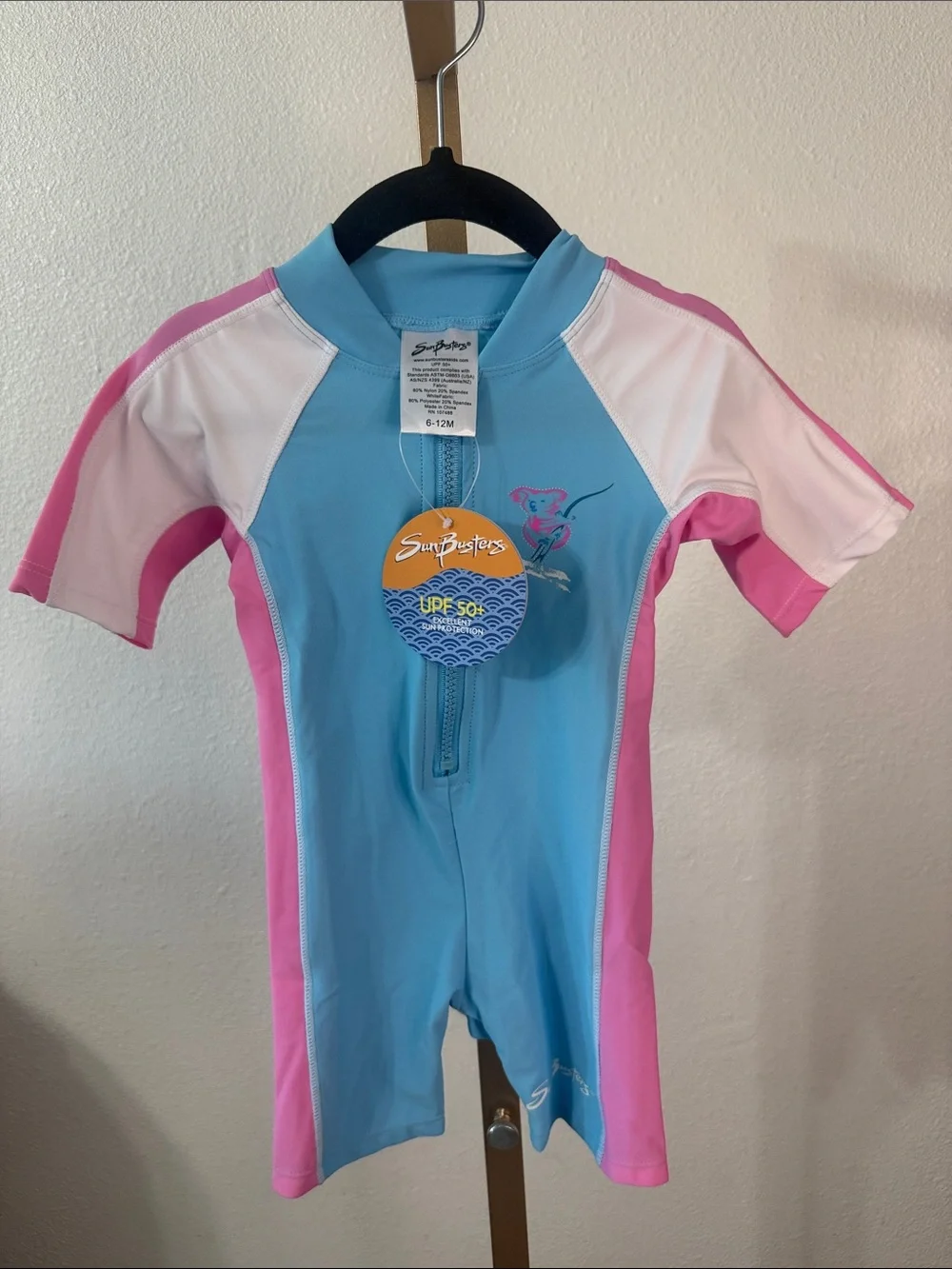 Girls' Blue & Pink Short-Sleeve Rash Guard Swim Suit- Size 2T- NWT